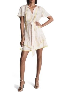 REISS | Carlotta Flippy Dress | Pink, Yellow, White | Sz 10 | Like New